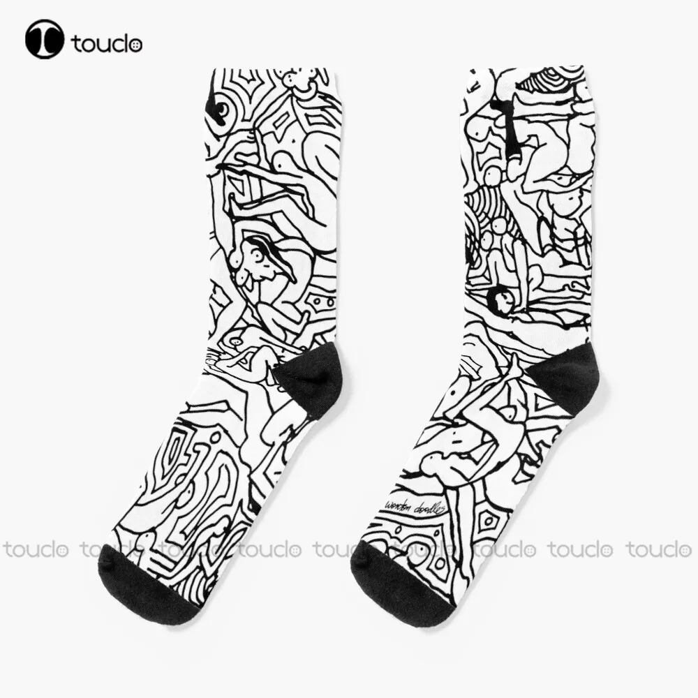 Kama sutra je Monotono BW Klasicni Čarape za tijelo ženske čarape posada Personalizirane običaj Unisex Čarape za odrasle, tinejdžere i mlade 360° digitalni print