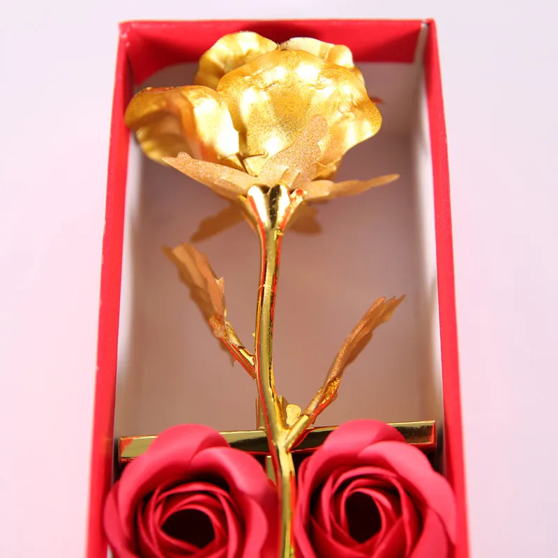 24 Zlatnu Foliju Cvijet Ruže 6 kom. Sapun Valentinovo Cvijet Majčin Dan, Poklon Kutija Umjetni Cvijet Ruža Medvjed Valentinovo Dekor Slika 0 