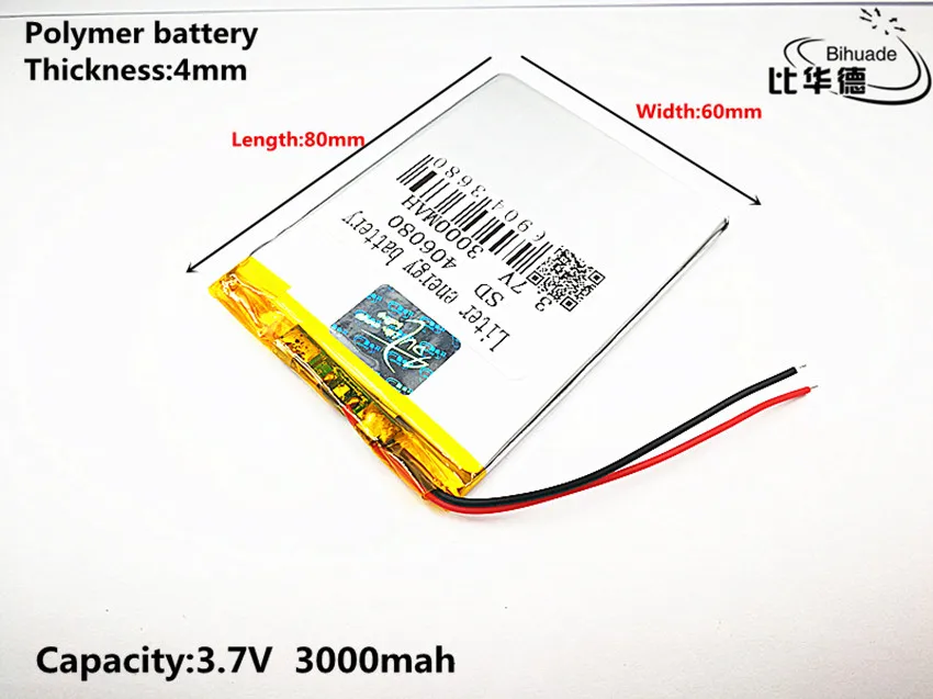 Litreni energetska baterija dobre kvalitete 3,7 U,3000 mah 406080 Polymer li-ion / li-ion baterija za tablet PC, GPS,mp3,mp4