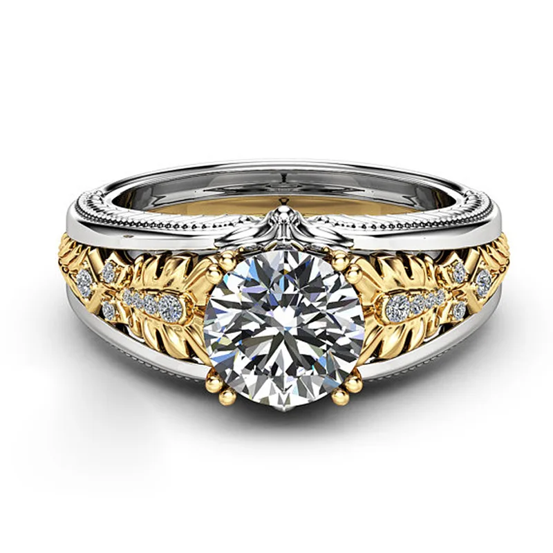 Klasicni dvo-boja Prstena s kubični cirkon za ruke za žene Mikro bušilica Luč Boja Par Zaručnički Prsten Jednostavnost Modni nakit
