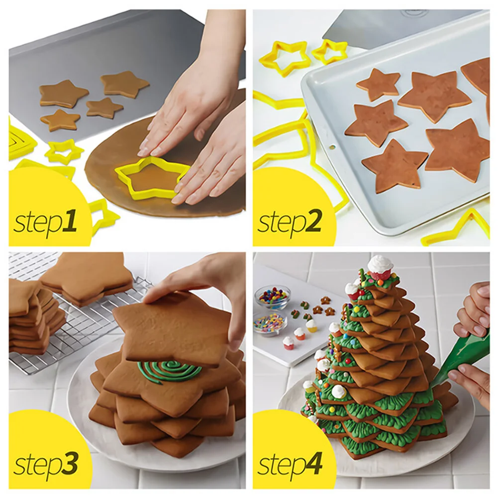 6 kom./compl. Božićno drvce je Rezač za keks u Kalup Božićni Plastike DIY 3D Božićni Gingerbread Cookies Kalup Stamp Alat Za Pečenje 2022