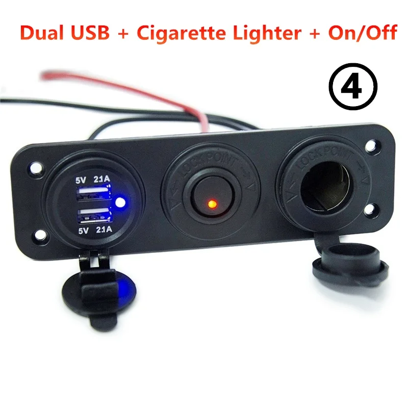 12-24-Double USB punjač + Upaljač za cigarete +Voltmetar Auto USB-utičnica sa nezavisnim uključivanja/isključivanja 2.1+2.1 A Auto Brzi Punjač