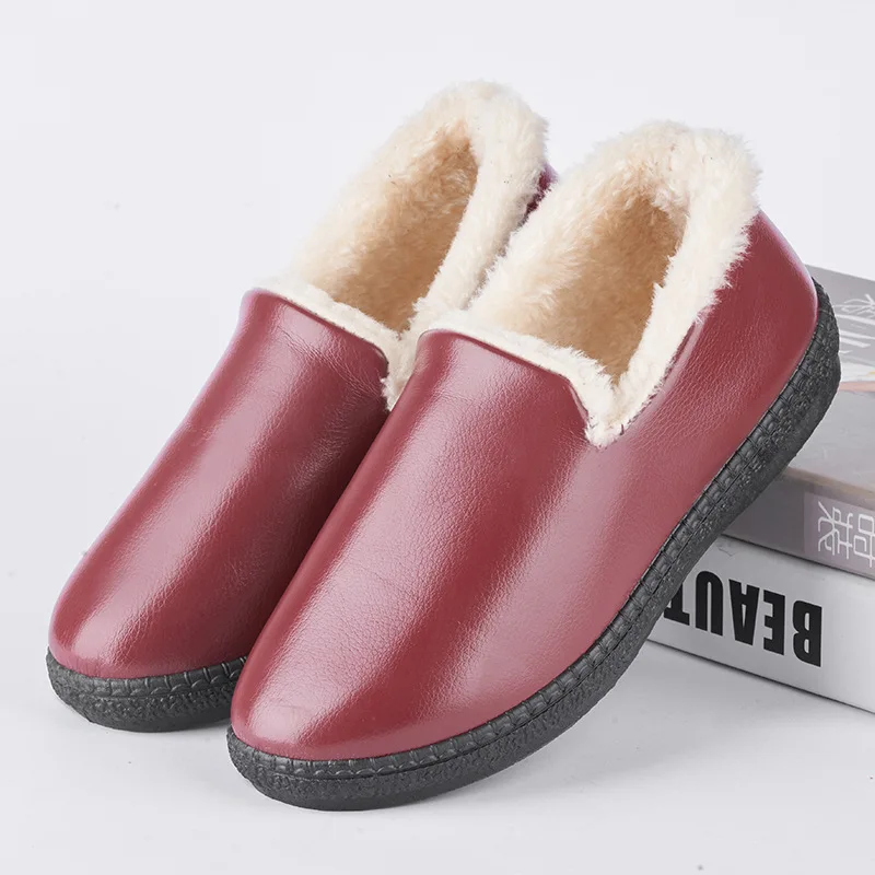 2022 Obuća Ženska Nova zimska topla Cipele na ravne cipele od prave kože Svakodnevne mokasinke bez kopče Ženske cipele na ravnim potplatima pliš cipele Zapatos Mujer Slika 0 
