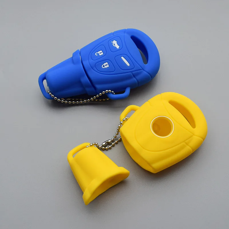 Novo 4 tipke silikonska guma torbica za ključeve od automobila torbica za SAAB 9-3 9-5 93 95Blank daljinski privjesak bez ključa pribor Slika 1 