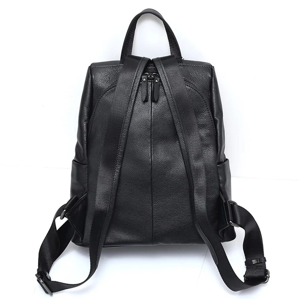 Zency Novi crni Ženski ruksak Prirodna koža Praktičan Putnu torbu Velika školska torba za djevojčice Trendi ženski ruksak za prijenosno računalo