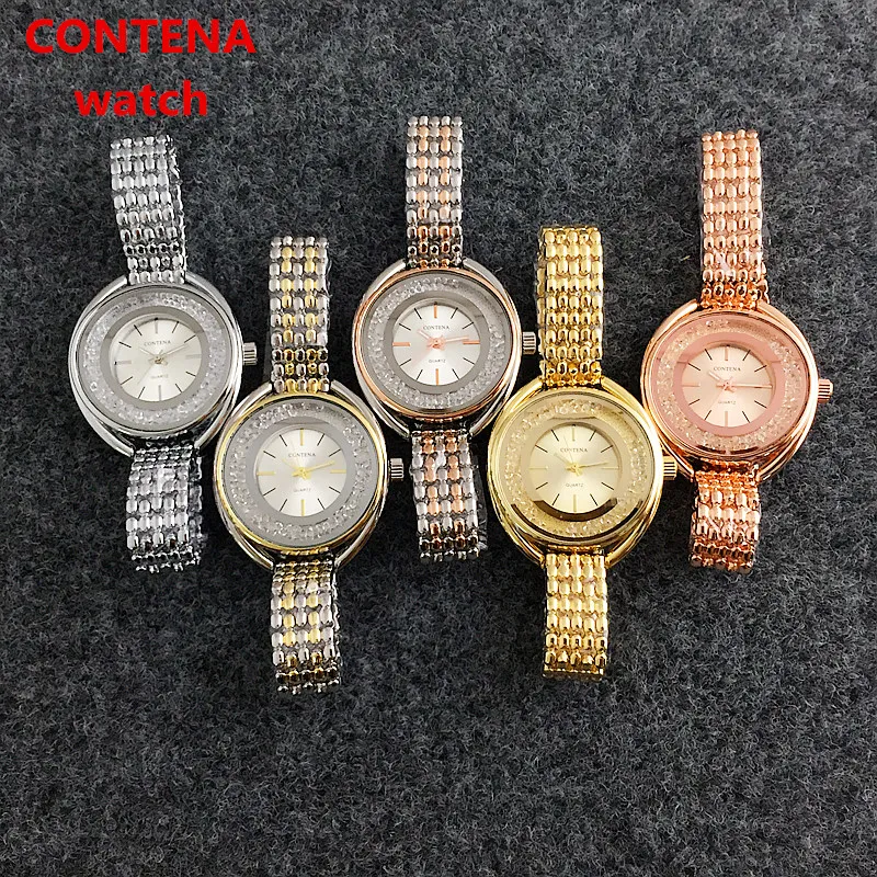 2020 CONTENA Crystal Dijamant Luksuzni brand Ženski sat Ružičasto-zlatni sat Ženski ručni sat od nehrđajućeg čelika Trendi ženski sat