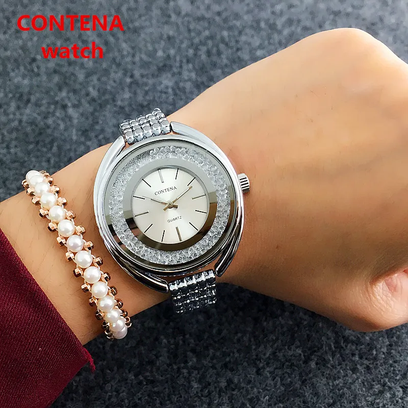 2020 CONTENA Crystal Dijamant Luksuzni brand Ženski sat Ružičasto-zlatni sat Ženski ručni sat od nehrđajućeg čelika Trendi ženski sat Slika 3 