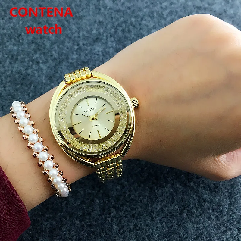 2020 CONTENA Crystal Dijamant Luksuzni brand Ženski sat Ružičasto-zlatni sat Ženski ručni sat od nehrđajućeg čelika Trendi ženski sat Slika 4 