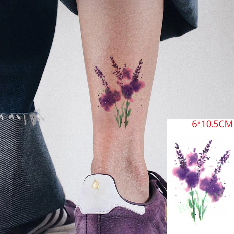 Vodootporan Privremeni Naljepnica Tetovaže Ljubičasta Cvijeta Lavande Mali Veličinu Body-Art Flash-Tetovaža Lažne Tetovaže za Žene i Muškarce