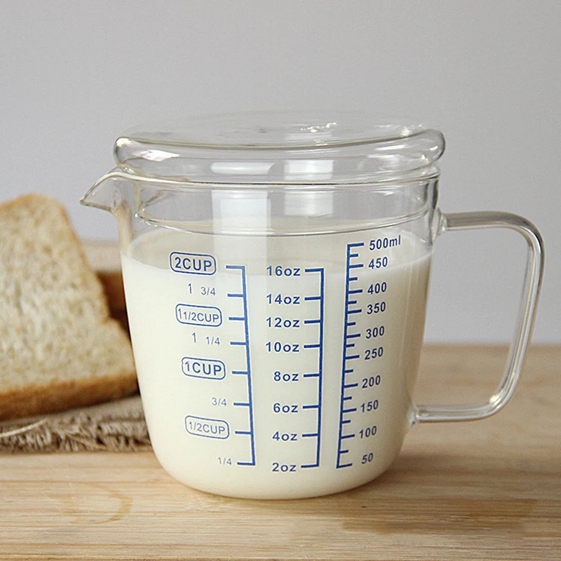 250 ml 500 ml polaže transparentno mala čašica s grijanjem u mikrovalnoj pećnici Šalica za mlijeko Термостойкое staklo Čaša za zdrav doručak sa poklopcem