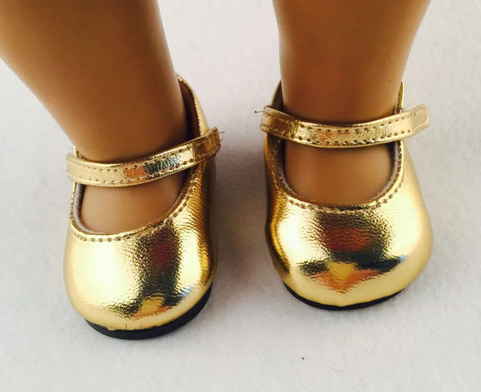 Cipele Za Lutke Zlatne Kožne Cipele Za Lutke Za 18-inčni Američke Lutke Za Djevojčice Za Gina Slika 0 