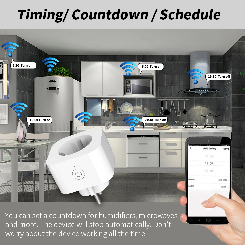 WHUILOT Novi Homekit Pametnih Utičnica EU 10A Pametan Dom Monitor Automatizacije Timer E-Rozeta Podrška za Google Home Alexa Slika 4 