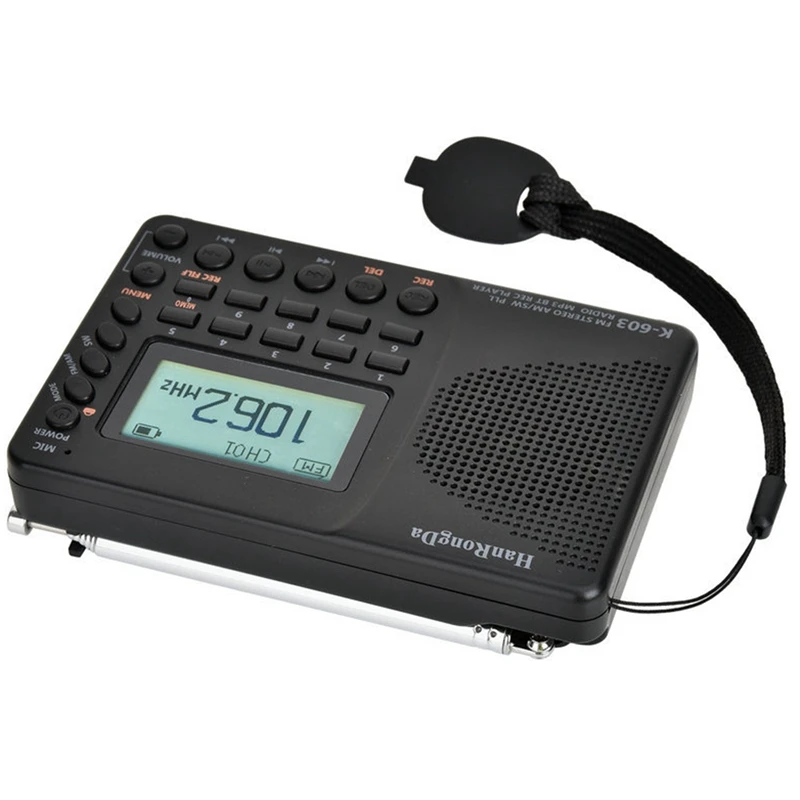 HanRongDa K-603 Полнодиапазонное Bluetooth Radio FM AM SW Prijenosne Ručne Radio MP3 Digitalni Snimač Podrška za Micro-SD