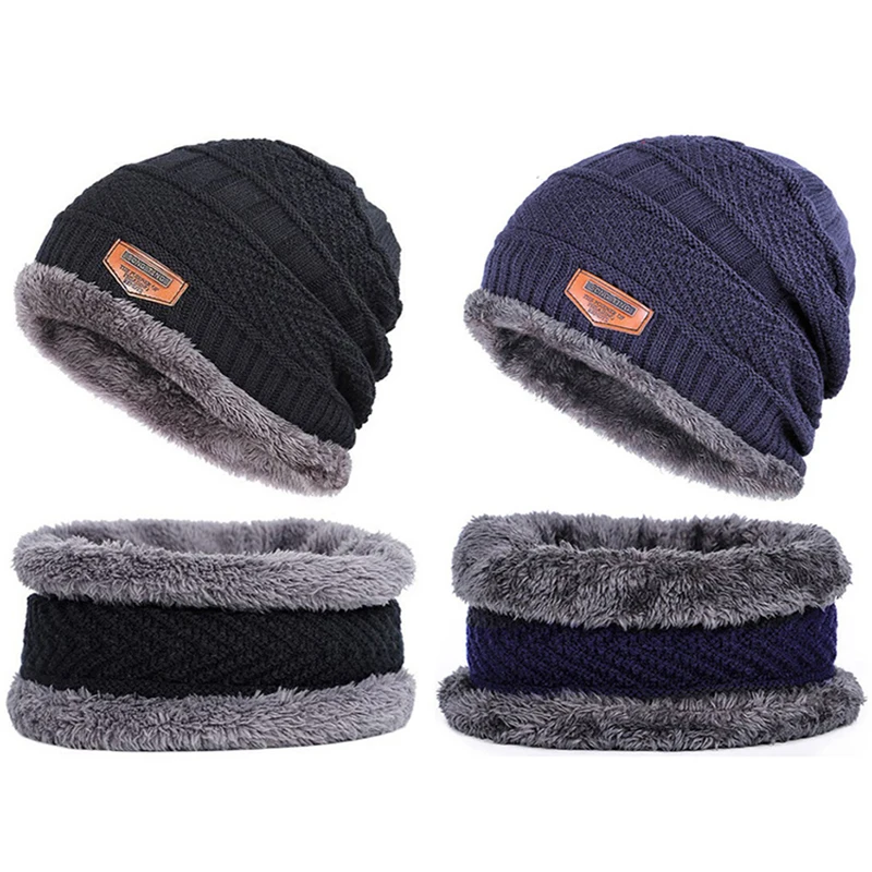 Zimske Kape men ' s Hat-Knitted Warm Balaclava Outdoor Beanie Scarf Set kapa muška Soft Thick Warm Caps kapa zimska muška Slika 4 