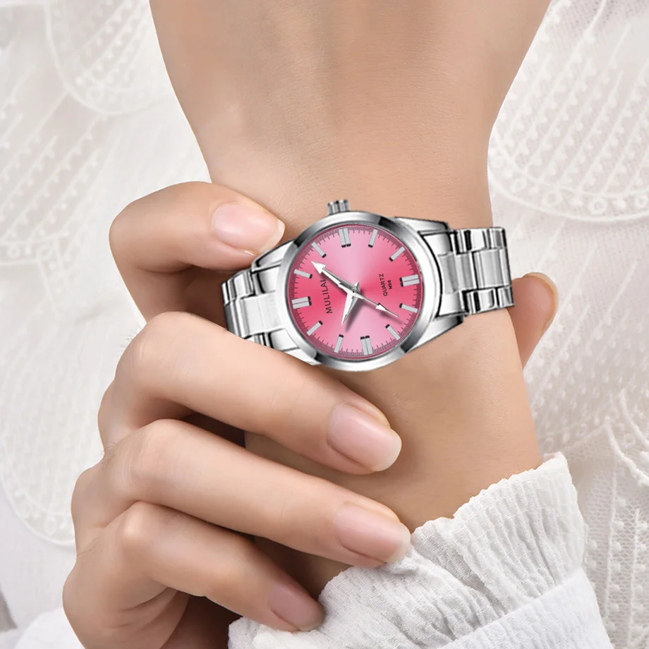 Luksuzni ženski sat Vodootporan kvarcni ručni sat Marke Fused haljina od nehrđajućeg čelika s dijamantima Dar xfcs Ženski sat Reloj Mujer Slika 1 