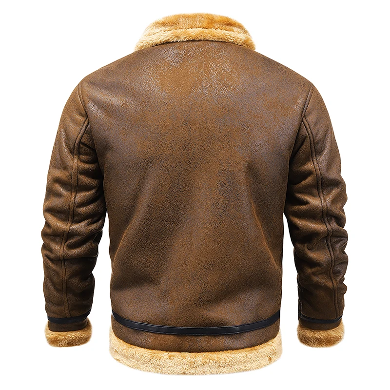Brand Hiexse 2021 Muška jesenski debeli toplo runo kožna jakna i Kaput Muška zimska odjeća Vojni Bombarder Kurir Kožna jakna