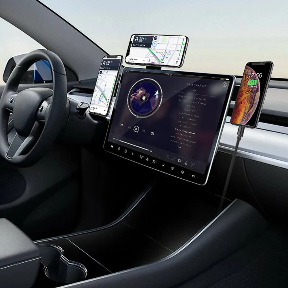 2021 Novi Magnetski Držač Telefona za Automobil Podesivi Nosač za Proširenje Monitor za 180°, Može se Rotirati za Tesla Model 3 Y X S dodatna Oprema