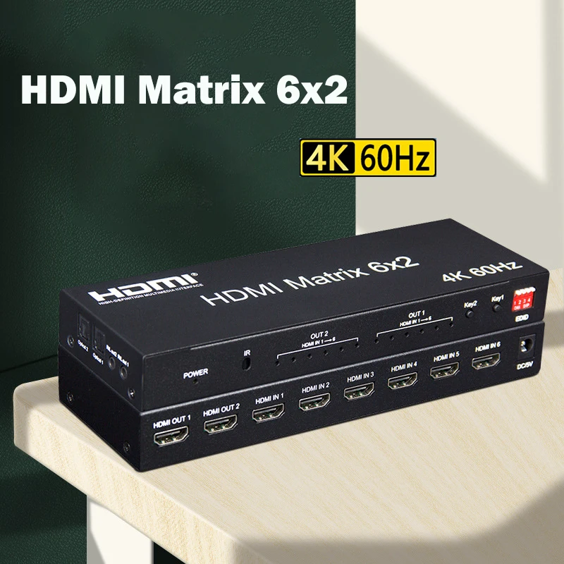 4K 60 Hz 6x2 kreveta HDMI Matrični preklopnik hdmi audio video razdjelnik matrica 6x2 kreveta 4x2 2x4 4x4 Prekidač sa RS232 i EDID za PS4 PC HDTV