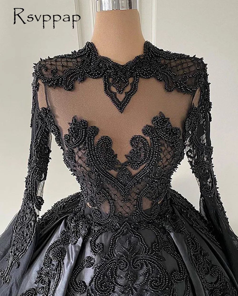 Večernje haljine u afričkom stilu dugih rukava u crnoj stilu 2021 Fantastične teške kristali Prozirni top Raskošnom loptu haljina Za žene i večernje haljine