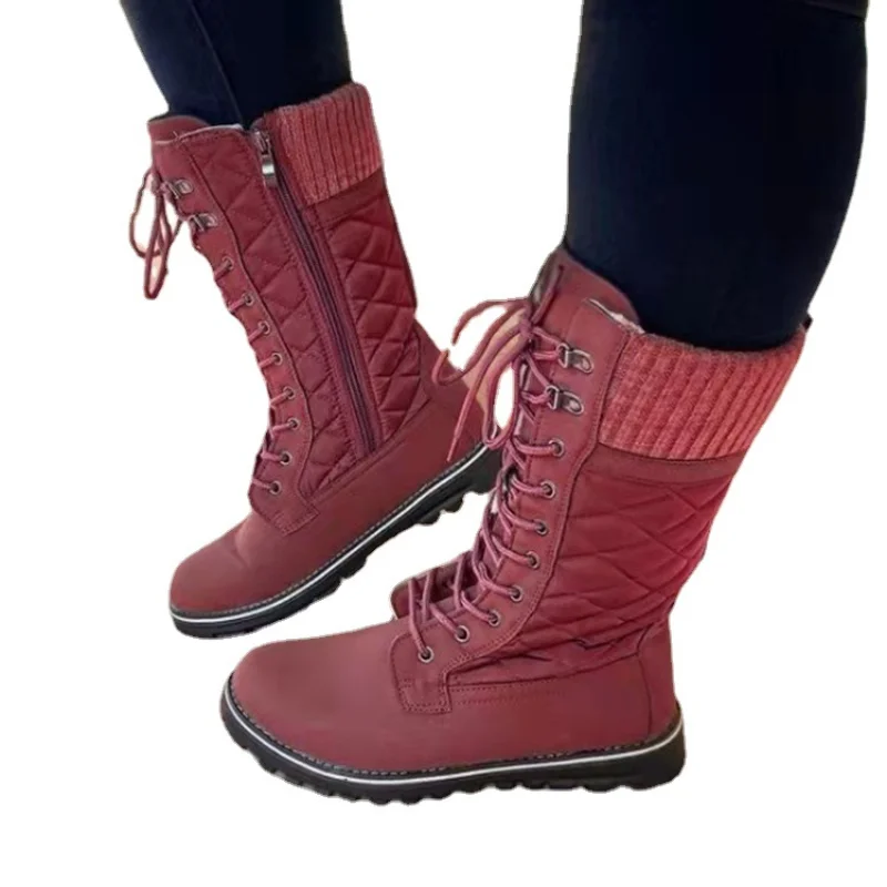 2021 g. Nove ženske zimske zimske cipele veličine Tamne boje s toplim krzna uložak Đonovi koji zatvarač s gornje strane čipka-up Botas De Mujer