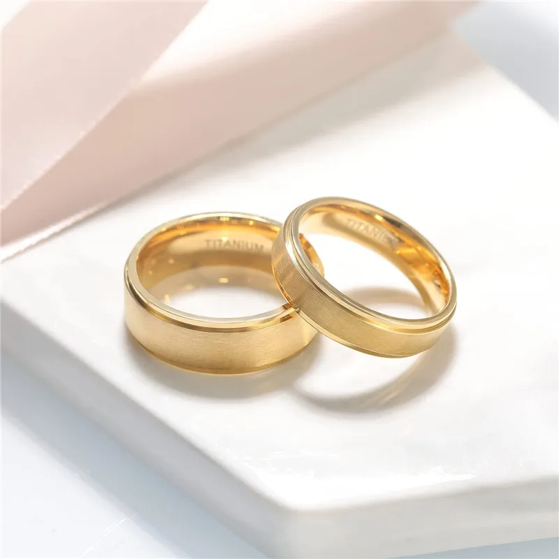 Somen 6 mm 8 mm, Zlatne Boje Prsten od čistog titana Za žene i Muškarce Mat Zaručnički prsten s mat završni Prsten za par Veličina 6-13
