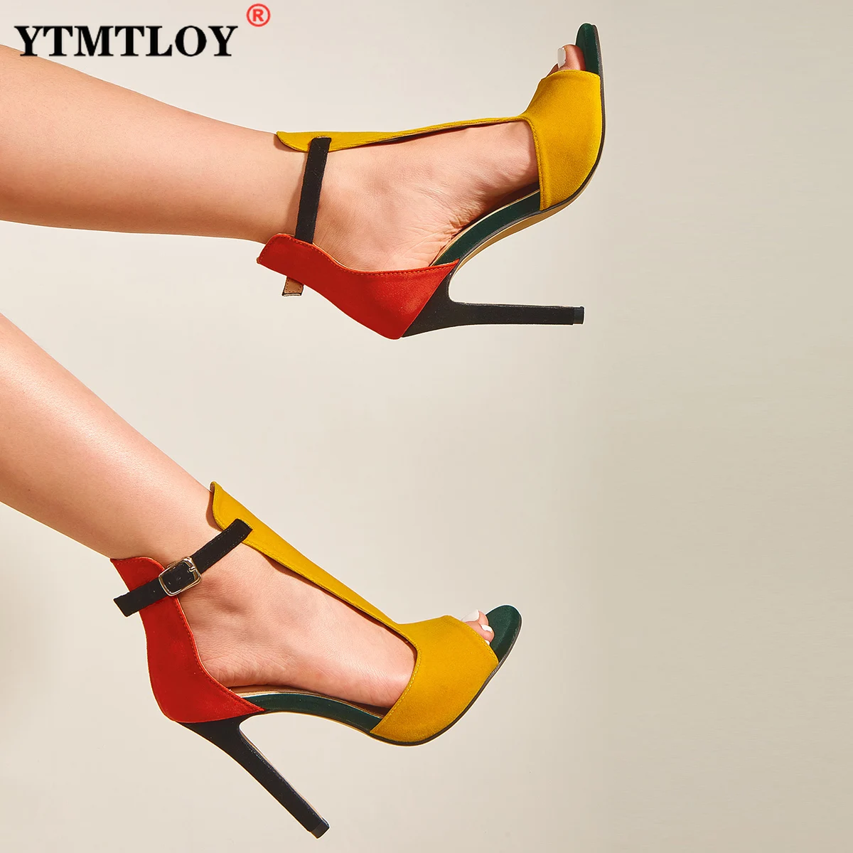 Nove ljetne žute ženske sandale-gladijatori na visoku petu cipele s kopčom na щиколотке, trendy ženske cipele za strip zafrkavati, cipele s otvorenim vrhom