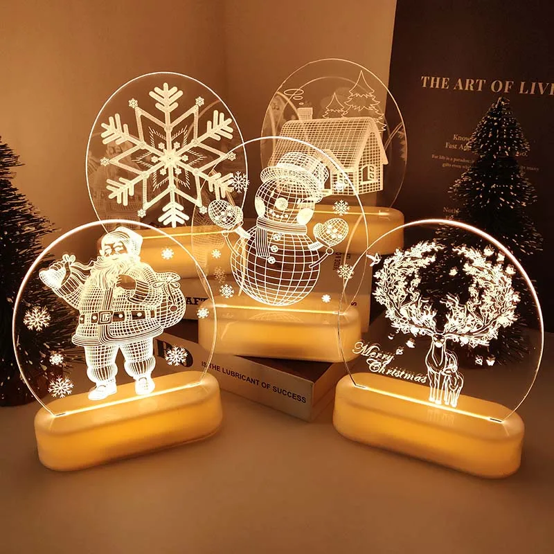 Božićni poklon za djevojčice Akril Božićni led Nevjerojatan Svjetiljka i Ukras Uređenje Spavaće sobe Djed Mraz Los Svjetla Baterija