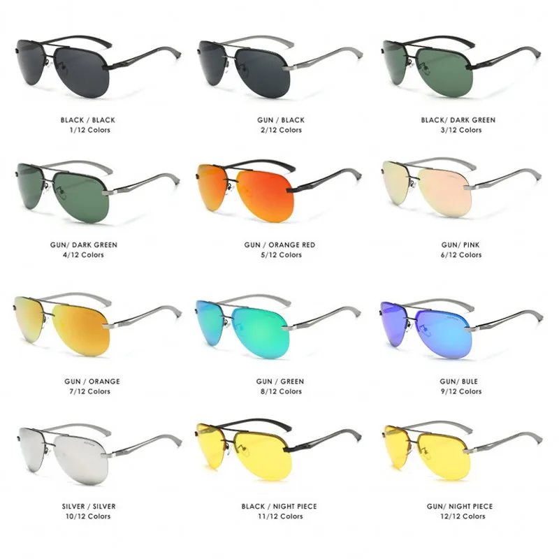 Aluminijske Noge Muške Sunčane naočale s polariziran premazom Ogledalo Klasične Naočale za vozača rimless Zrake Zračni Sunčane Naočale za žene