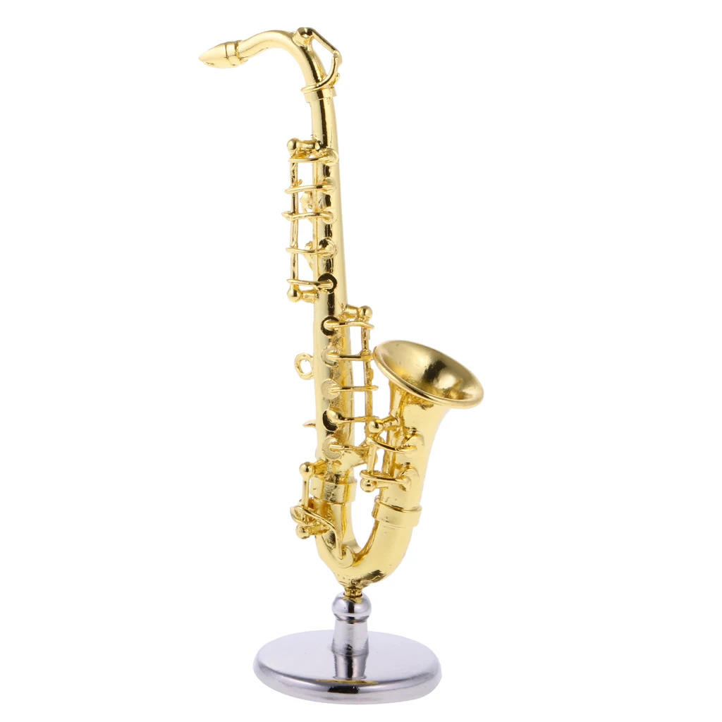 Rafting Zlatni Minijaturni Saksofon za mjerilo 1:12 Pribor za dollhouse Klasična igračka alat Glazbeni Dječji Trening poklon Slika 0 