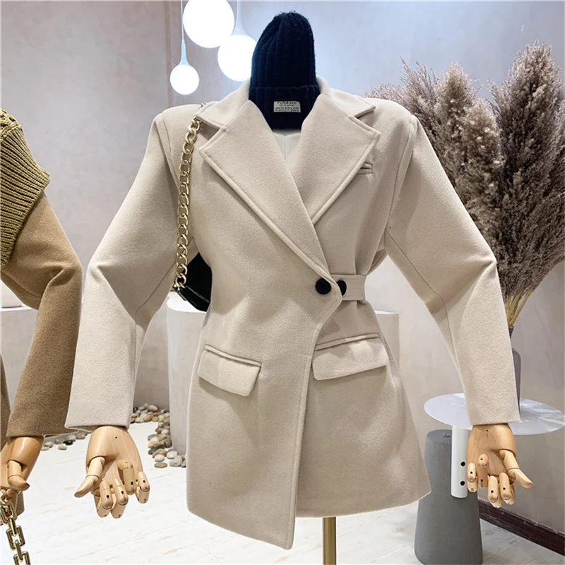 Nova ženska odjeća 2021 Jesensko-zimski kostim iz dva dijela vune kaput nepravilan pletene džemper