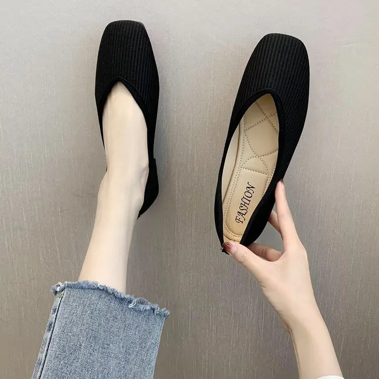 2021 denim Cipele na ravne cipele Ženske žute čarape za balerine Cipele Ženske natikače bez spajala na ravne cipele Cipele za mula-Plus-Size 43 Slika 3 