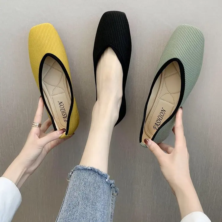 2021 denim Cipele na ravne cipele Ženske žute čarape za balerine Cipele Ženske natikače bez spajala na ravne cipele Cipele za mula-Plus-Size 43 Slika 4 