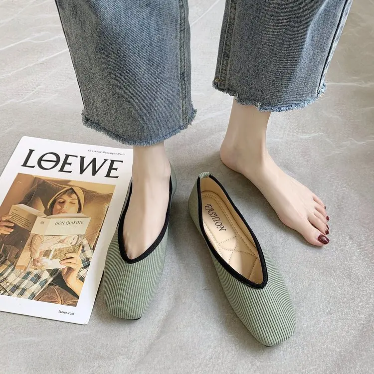 2021 denim Cipele na ravne cipele Ženske žute čarape za balerine Cipele Ženske natikače bez spajala na ravne cipele Cipele za mula-Plus-Size 43 Slika 5 