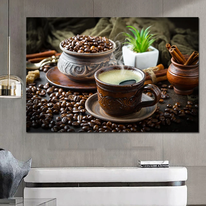 Berba Kave Platnu Slikarstvo Zid Umjetnost Kafić Plakati Ispisuje Moderne Realan Uređenje Doma Kuhinja Dekor Cuadros Slika 4 
