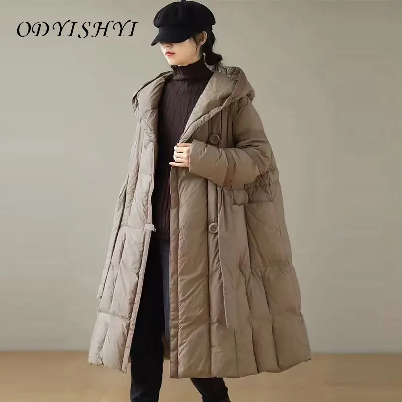 Donje zimsko apsolutno kaput 2021 godine, Nova moda, s kapuljačom, duga jakna-пуховик sa zaštitom od hladnoće, Monotono slobodna topla odjeća, ženska parka DH375