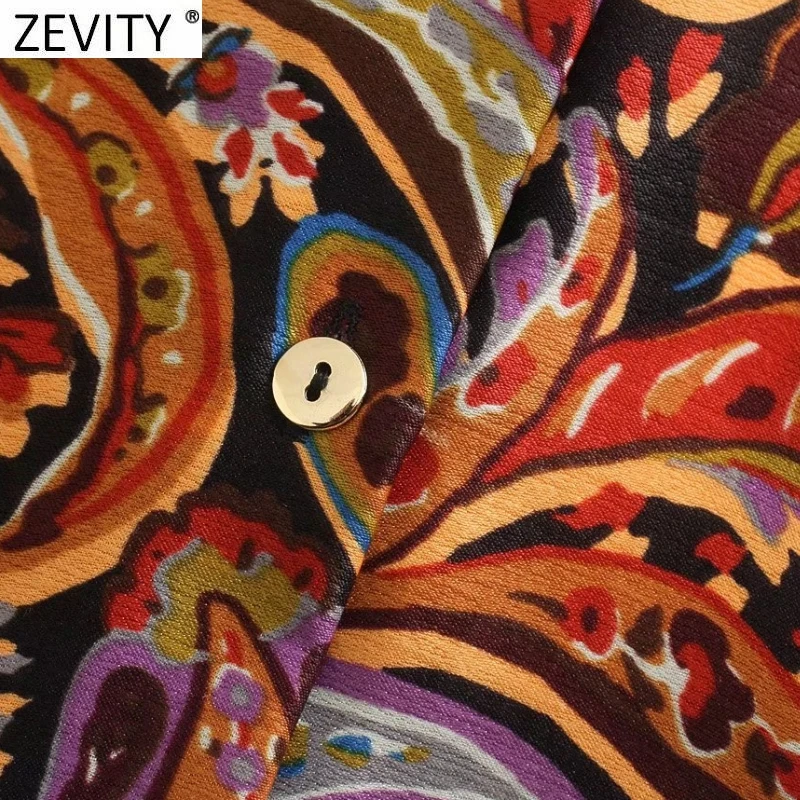 Zevity Nove ženske Berba Paisley Šarenilo print Slobodna bluza Bluza Uredski dama s bočnim prorezom Retro Košulje Šik Bluze Vrhovima LS9902