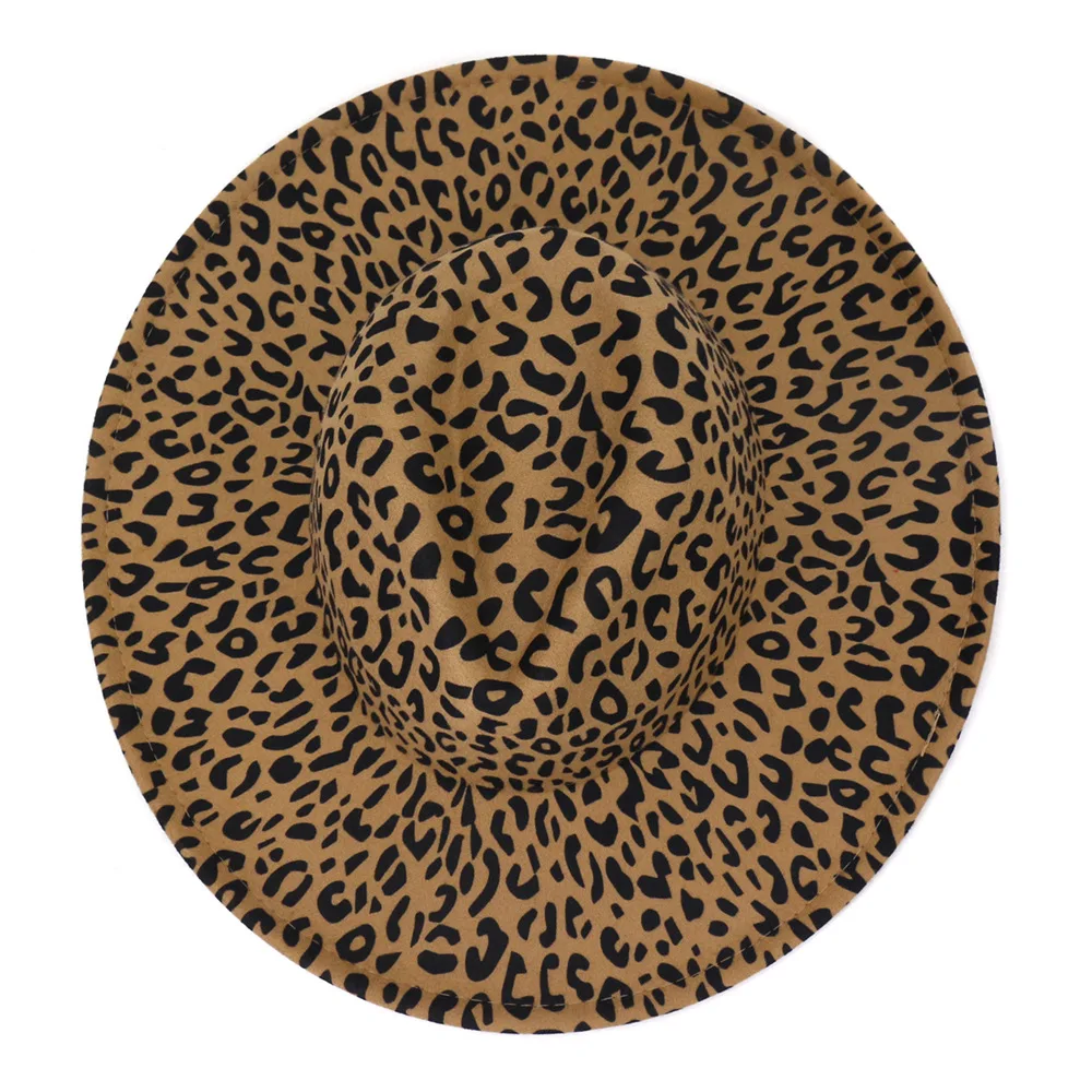 Леопардовый print s velikim poljima фетровая šešir novi unisex фетровая šešir 9,5 cm u dvije boje s obrubom jazz šešir, velike veličine zimsku kapu, muška Slika 2 