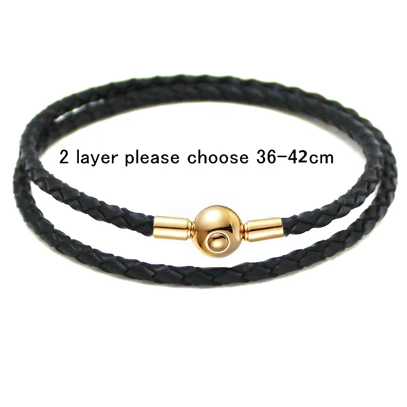 XiongHang Višeslojne lanac od prave kože Od Nehrđajućeg Čelika s okruglom kopčom Narukvica s privjescima Pogodan za Europu Perle Ovjes Narukvica Nakit