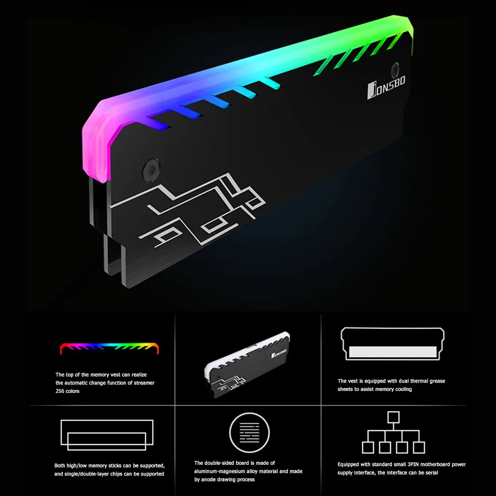 Radijator RGB RAM Robustan Praktičan Višenamjenski Klasičan Desktop PC DDR DDR3 DDR4 Hlađenja Razdjelnika topline Hladnjak