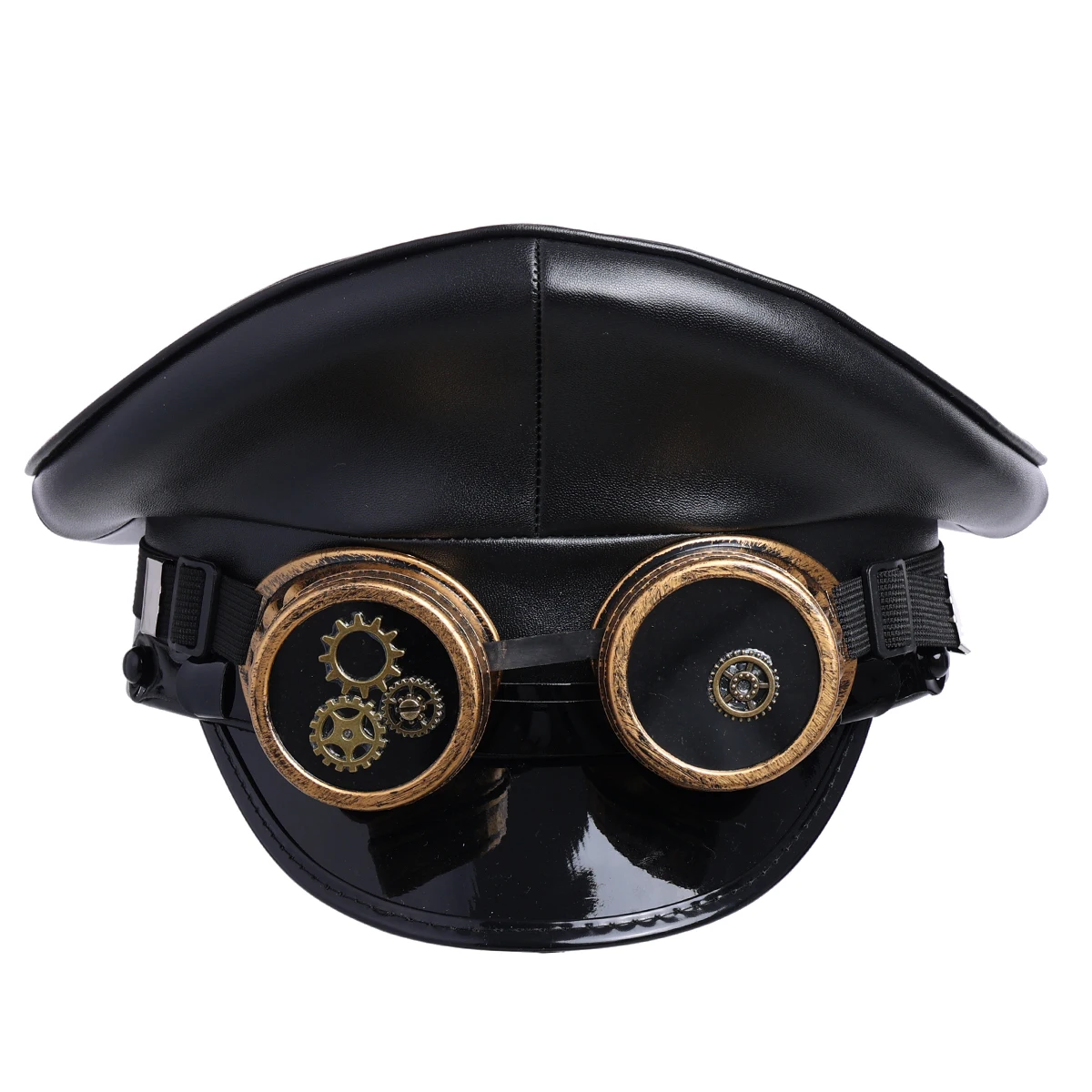 Moderna kožna crna Njemački офицерская kapu s vizir Vojska šešir, Naočale Кортикальная Vojna kapa Policijska kapu, Šešir Cosplay