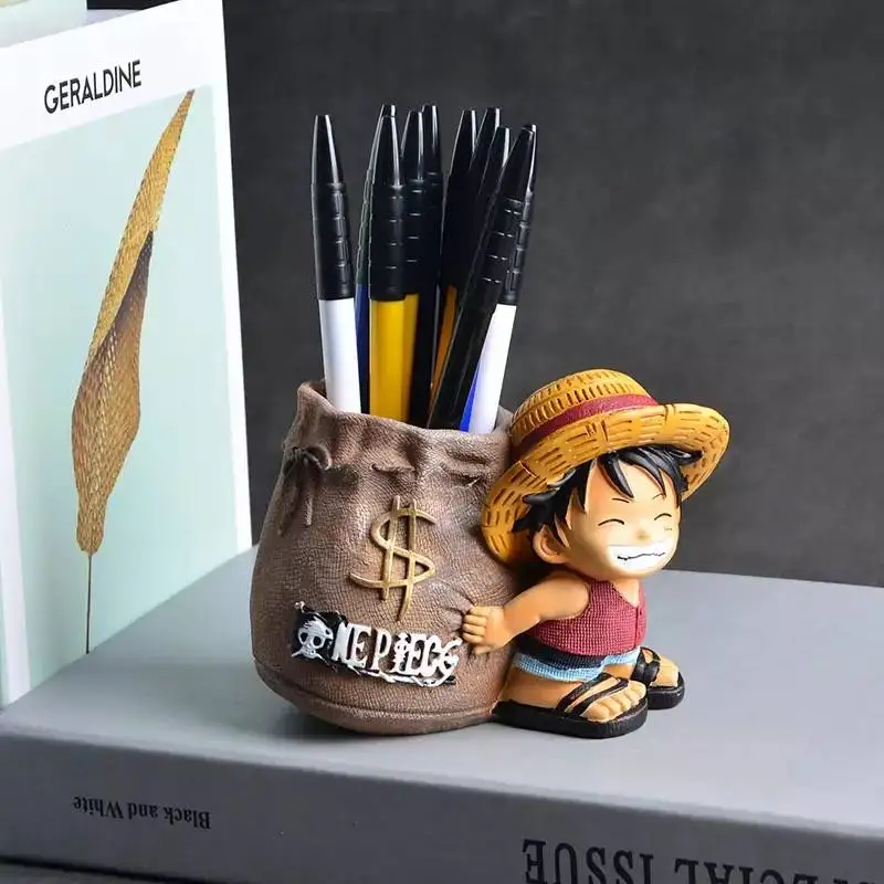 Anime One Piece Luffy Smole Office Držači za olovke Naplativa Majmun D Luffy 10 cm Stolni Držač Za olovke Figurica Doma Dekor